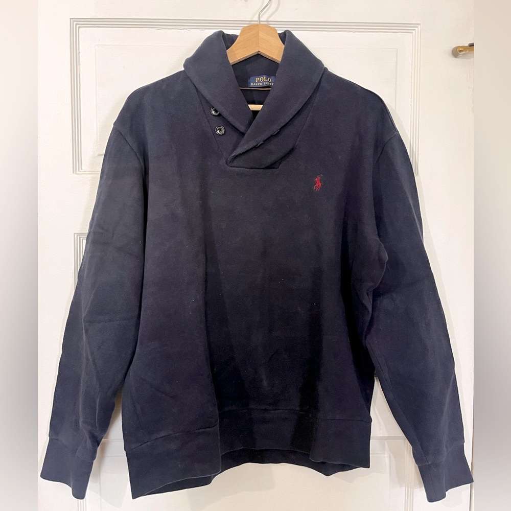 Polo by Ralph Lauren Navy Blue Shawl Collar Sweater